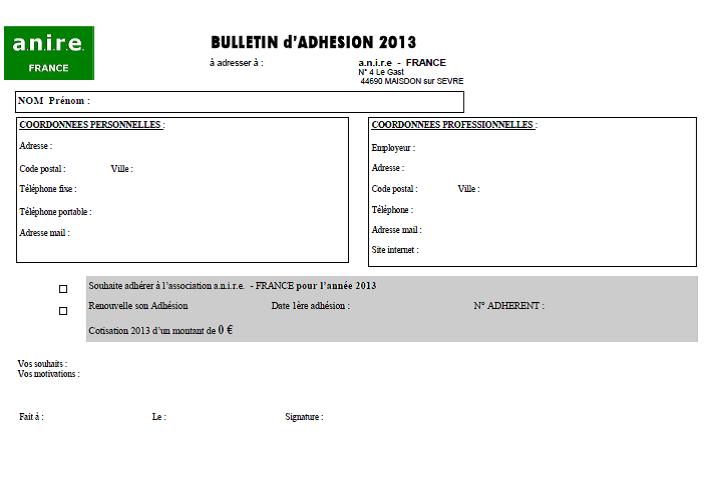 Télécharger le bulletin d'adhésion 2010